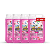 BSOFT Fabric Softener Concentrated Liquid With Rose Musk Fragrance 25L Long-Lasting Freshness, Gentle Soft Care for Clothes, Safe for All Fabrics (Pack of 4)