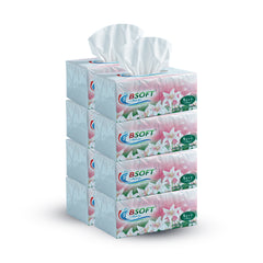 BSOFT Super Soft Facial Tissues – 1000 Sheets, 3Ply, Pack of 8 Boxes | Ultra-Soft, Strong & Absorbent Tissue Paper for Home, Office & Everyday Use