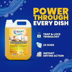 BSOFT Dish Wash Liquid with Lemon Fragrance, 5 Liters