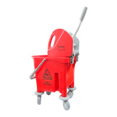 Premium 25-Liter Wringer Bucket Mop with Down Press - Efficient Cleaning Made in Italy (Blue/Red)