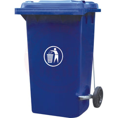 Garbage Bin Large 240 Liters, Side Pulling with Pedals Blue