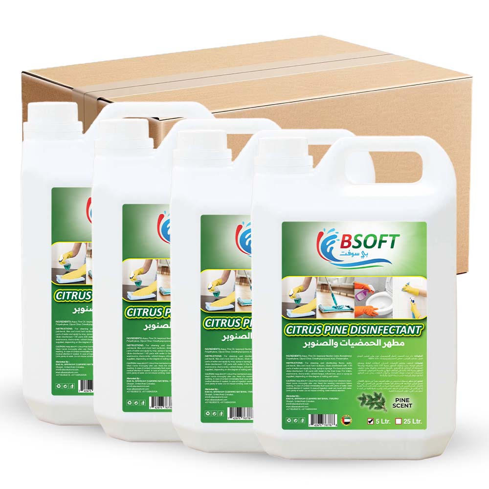 BSOFT Citrus Pine Disinfectant Floor Cleaner Liquid 5 Liters (Pack of 4)