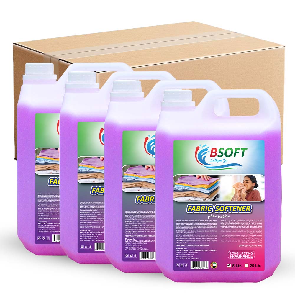 BSOFT Fabric Softener Liquid, Pink 5 Liters (Pack of 4)