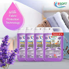 BSOFT Fabric Softener Concentrated Liquid With Royal lavender Fragrance 5L Long-Lasting Freshness, Gentle Soft Care for Clothes, Safe for All Fabrics (Pack of 4)