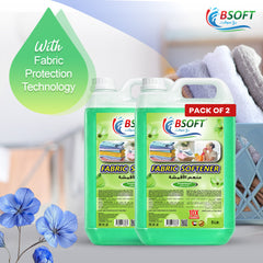 BSOFT Fabric Softener Concentrated Liquid With Fresh Green Fragrance 5L Long-Lasting Freshness, Gentle Soft Care for Clothes, Safe for All Fabrics (2Pcs)
