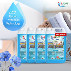 BSOFT Fabric Softener Concentrated Liquid With Blue Musk 5L Long-Lasting Freshness, Gentle Soft Care for Clothes, Safe for All Fabrics (Pack of 4)(Pack of 4)