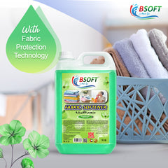 BSOFT Fabric Softener Concentrated Liquid With Fresh Green Fragrance 5L Long-Lasting Freshness, Gentle Soft Care for Clothes, Safe for All Fabrics
