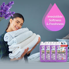 BSOFT Fabric Softener Concentrated Liquid With Royal lavender Fragrance 5L Long-Lasting Freshness, Gentle Soft Care for Clothes, Safe for All Fabrics (Pack of 4)