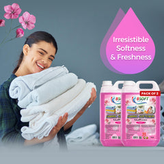 BSOFT Fabric Softener Concentrated Liquid With Rose Musk Fragrance 5L Long-Lasting Freshness, Gentle Soft Care for Clothes, Safe for All Fabrics (2Pcs)
