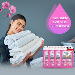 BSOFT Fabric Softener Concentrated Liquid With Rose Musk Fragrance 25L Long-Lasting Freshness, Gentle Soft Care for Clothes, Safe for All Fabrics (Pack of 4)