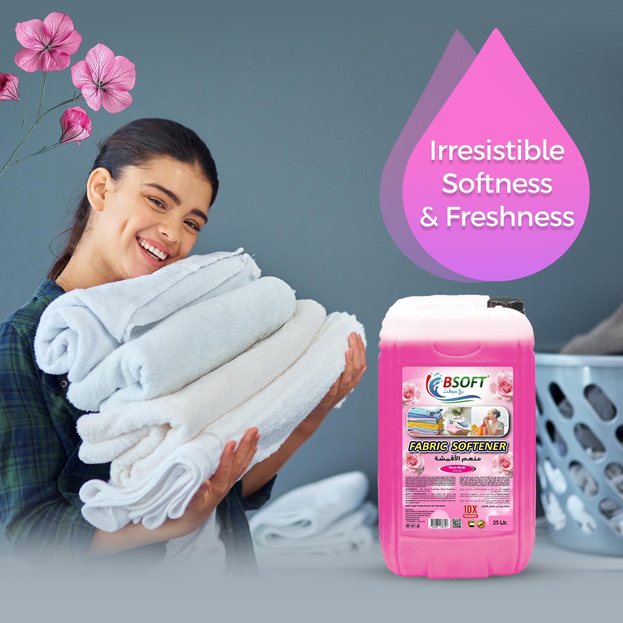 BSOFT Fabric Softener Concentrated Liquid With Rose Musk Fragrance 25L