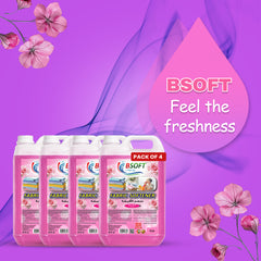 BSOFT Fabric Softener Concentrated Liquid With Rose Musk Fragrance 25L Long-Lasting Freshness, Gentle Soft Care for Clothes, Safe for All Fabrics (Pack of 4)