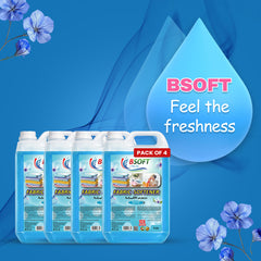 BSOFT Fabric Softener Concentrated Liquid With Blue Musk 5L Long-Lasting Freshness, Gentle Soft Care for Clothes, Safe for All Fabrics (Pack of 4)(Pack of 4)