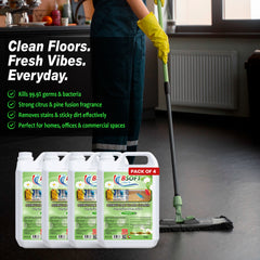 BSOFT Disinfectant Floor Cleaner Fresh Green 5 Liters - Pack of 4 - Sparkling Clean Floors with a Floral Touch