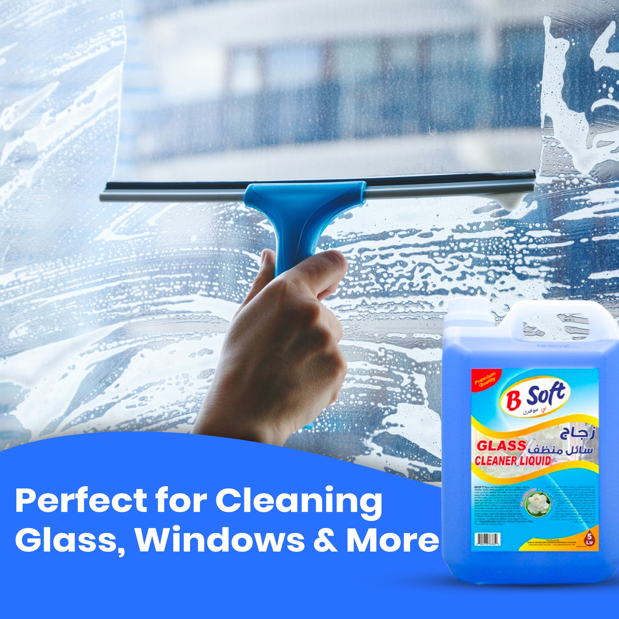 BSOFT Glass Cleaner with Jasmine Fragrance, 5 Liters Gallon