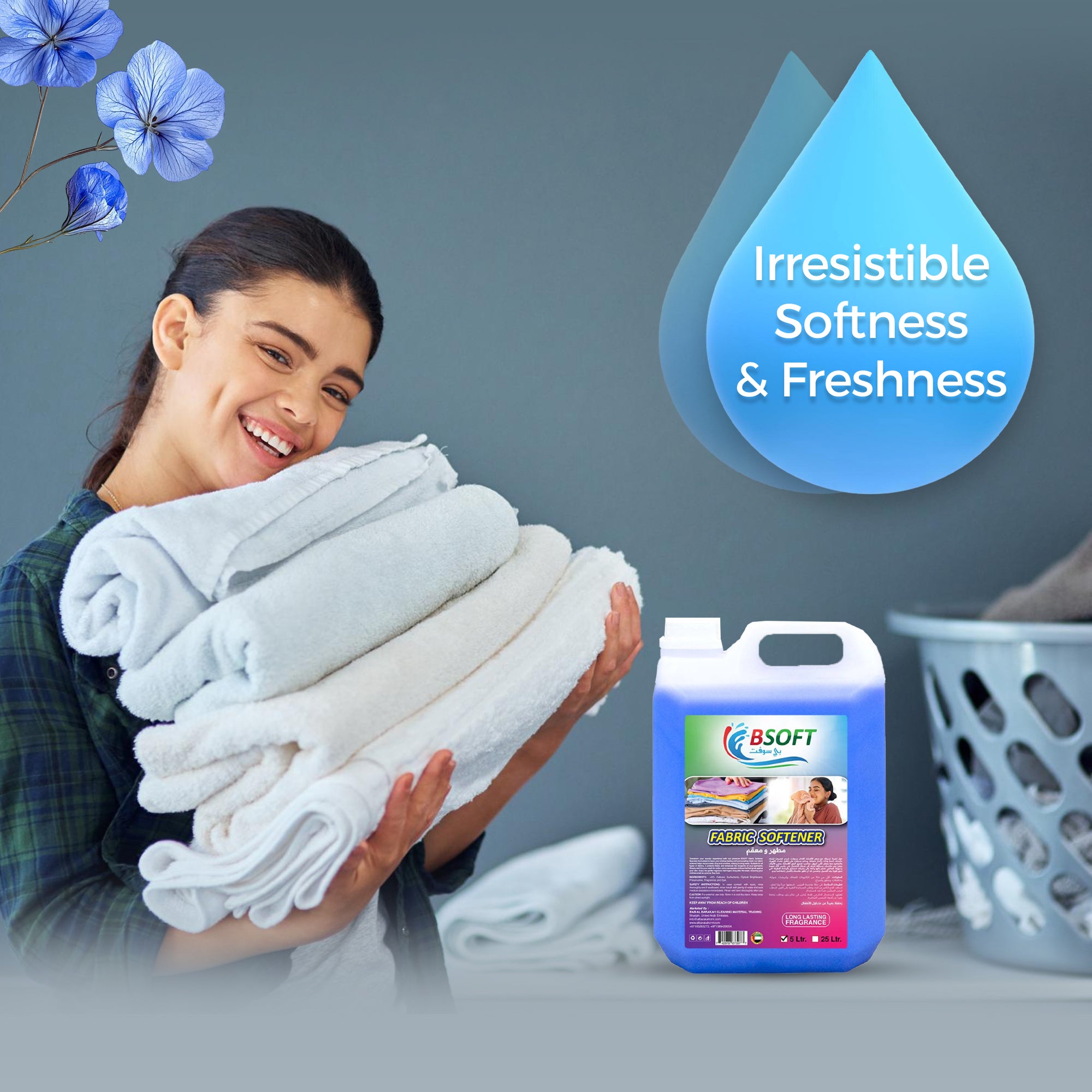 BSOFT Blue Fabric Softener with Long Lasting Freshness, 5 Litre