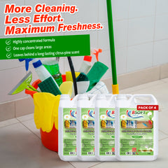 BSOFT Disinfectant Floor Cleaner Fresh Green 5 Liters - Pack of 4 - Sparkling Clean Floors with a Floral Touch
