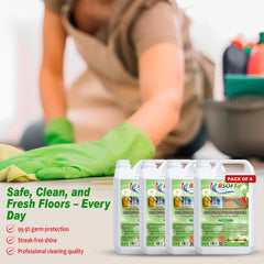 BSOFT Disinfectant Floor Cleaner Fresh Green 5 Liters - Pack of 4 - Sparkling Clean Floors with a Floral Touch