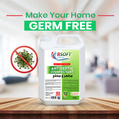 BSOFT Antiseptic Antibacterial Disinfectant Liquid 5L – Multi-Purpose for Wounds, Clothes, and Floor Cleaning – Powerful Germ Protection