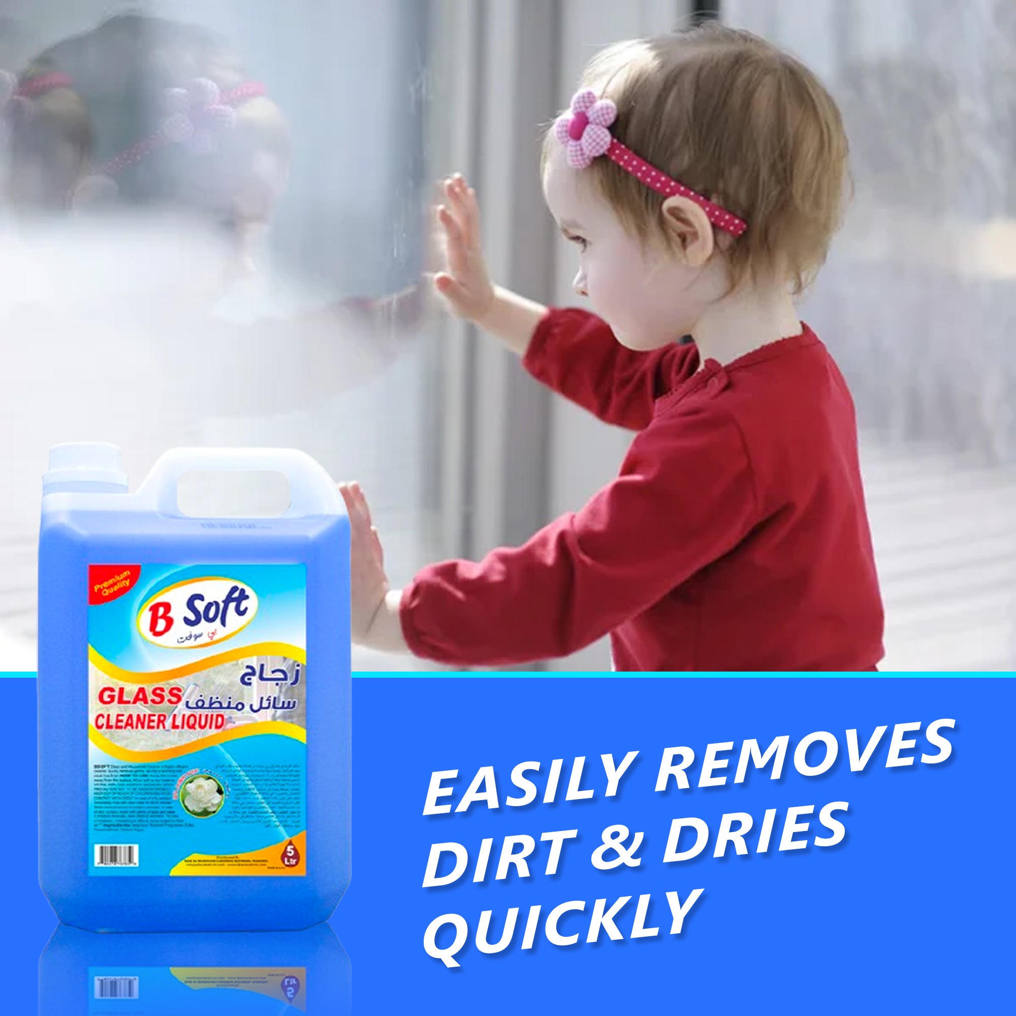 BSOFT Glass Cleaner with Jasmine Fragrance, 5 Liters Gallon