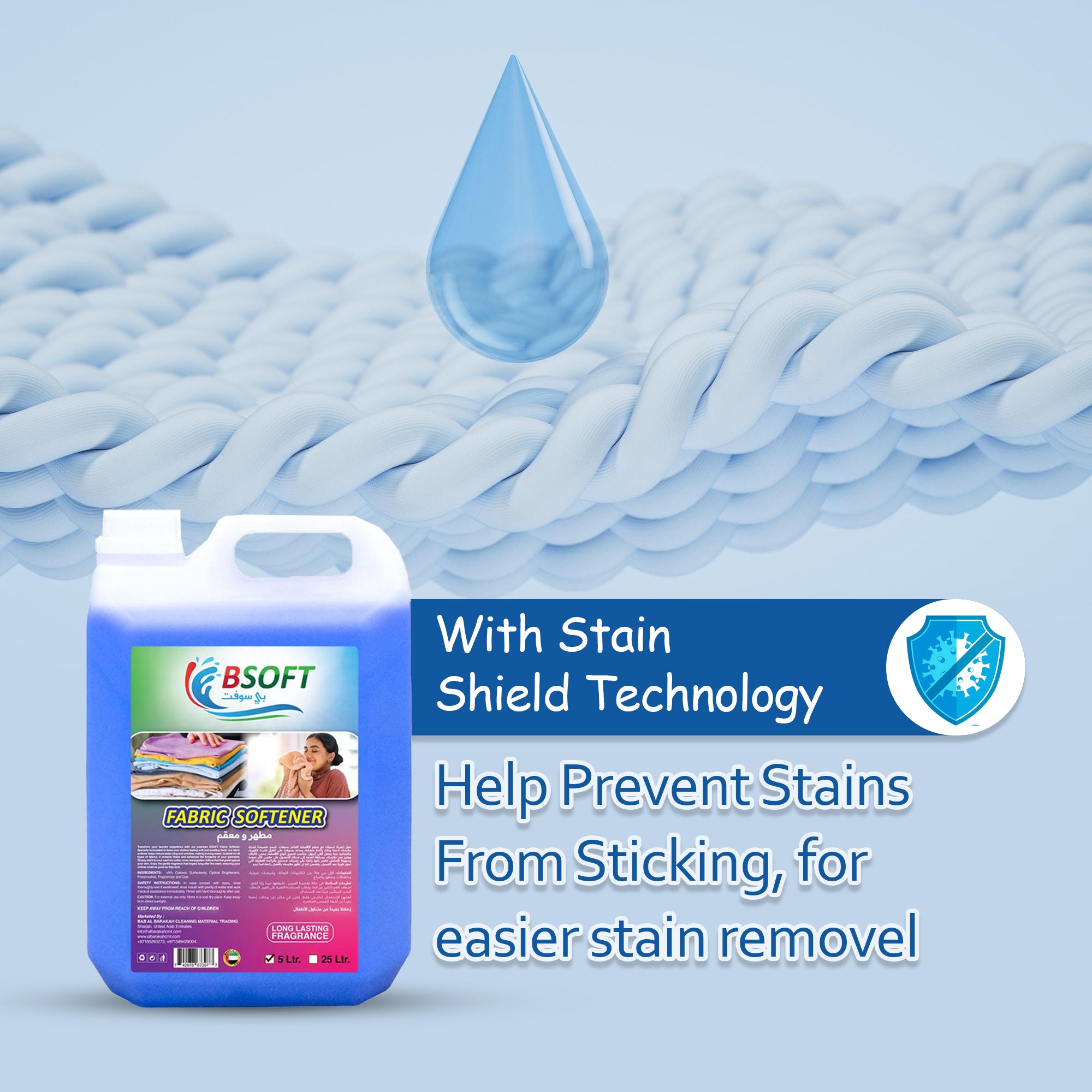 BSOFT Blue Fabric Softener with Long Lasting Freshness, 5 Litre