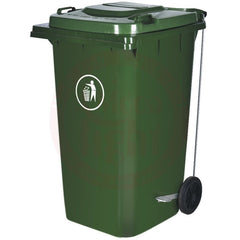 Garbage Bin Large 240 Liters, Side Pulling with Pedals Green
