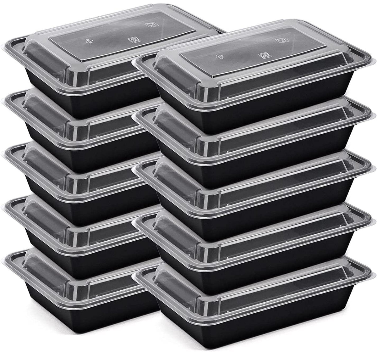 Plastic Black Rectangular Container 16oz – Pack of 10