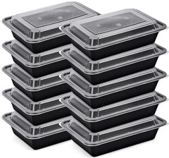 Plastic Black Rectangular Container 16oz – Pack of 10