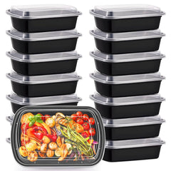Plastic Black Container Rectangular 38oz –  10set